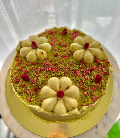 Russe pistache framboise